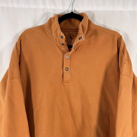 Aigle Sweater Women's Large Orange Mock Neck Long Sleeve Cotton Blend Pullover - Picture 2 of 10